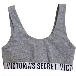 Victoria’s Secret logo cotton scoop bralette heather gray size S